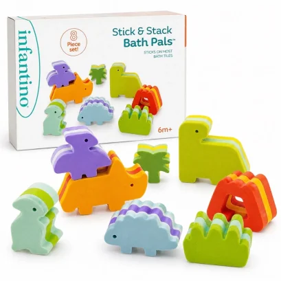 Infantino Stick & Stack Bath Pals ของเล่นโฟมติดอ่างอาบน้ำ แปะผนัง ลอยน้ำ สำหรับเด็ก 6 เดือนขึ้นไป