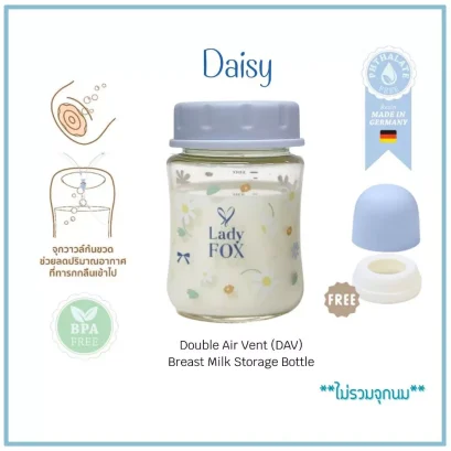 Lady Fox ขวดเก็บน้ำนม PPSU รุ่น DAV 5 ออนซ์ มีวาล์วกันโคลิค (ไม่รวมจุกนม)