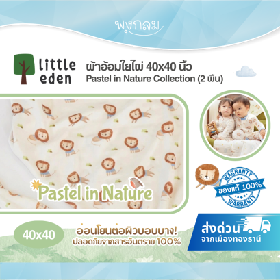 LITTLE EDEN ผ้าอ้อมใยไผ่ 100% 40x40 นิ้ว Pastel in Nature Collection (2pcs)