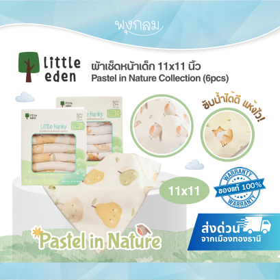 LITTLE EDEN ผ้าเช็ดหน้าเด็ก Pastel in Nature Collection 11x11 นิ้ว (6pcs)