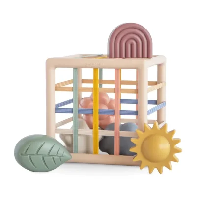 Mushie กล่องหยอดบล็อกยางยืด Shape Sorting Box Elastic Shape Sorter ของเล่นเสริมพัฒนาการ 10m+