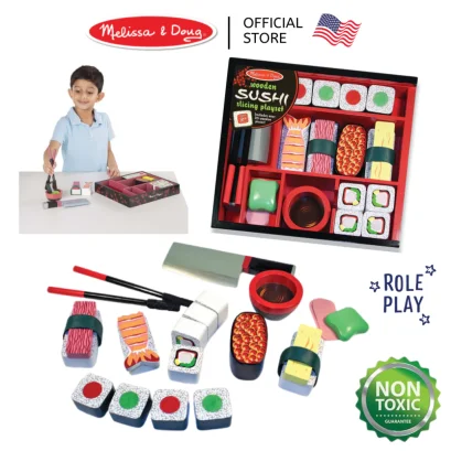 Melissa & Doug Sushi Slicing Wooden Play Set รุ่น 2608 ชุดทำซูชิไม้ หั่นได้ ของเล่นทำอาหาร พร้อมอุปกรณ์ 24 ชิ้น