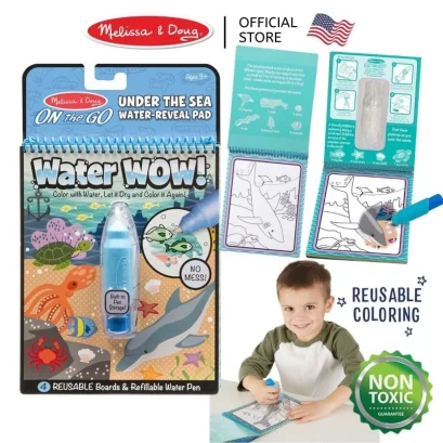 Melissa & Doug Water WOW สมุดระบายสีด้วยน้ำรียูสซาเบิล พร้อมปากกาเติมน้ำ ของเล่นเสริมพัฒนาการ