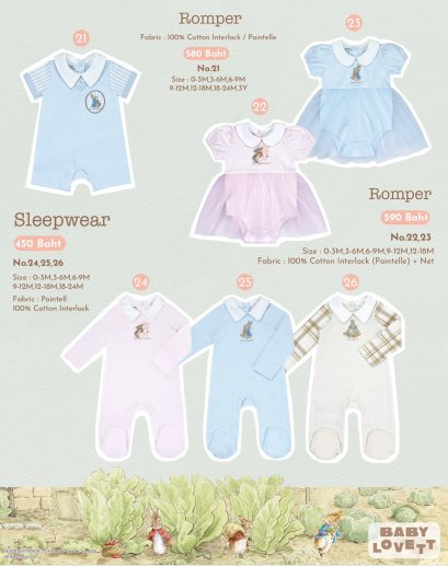 BabyLovett ชุดนอน ชุดรอมเปอร์ Peter Rabbit™ ผ้านุ่มสบาย สำหรับเด็ก 0-24 เดือน