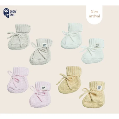 Snow Owl ผ้าคาดผมเด็ก &amp; ถุงเท้าเด็กแรกเกิด Muffin Knot Cotton 100%