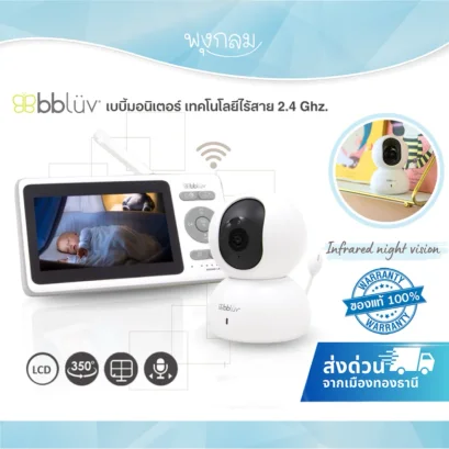 BBLUV Cäm Baby Monitor เบบี้มอนิเตอร์ กล้องดูเด็กไร้สาย 2.4GHz FHSS จอ HD พร้อมอินฟราเรด