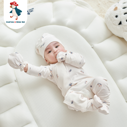 Charles x Snow Owl ชุดรอมเปอร์แขนขายาวเด็ก (0-6m)