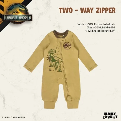 BabyLovett ชุดนอนเด็กเปิดเท้า Jurassic World™ Two-Way Zipper ผ้า 100% Premium Cotton (0M-18M)