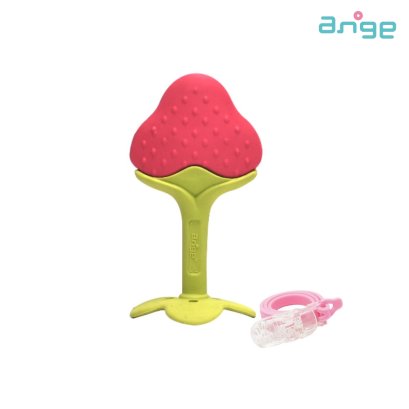 ANGE ยางกัดรูปสตรอเบอรี่ พร้อมคลิปหนีบ Ange Strawberry Teether