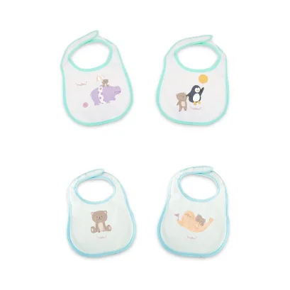 MELLOW ผ้ากันเปื้อน ผ้ากันน้ำลาย กันน้ำ 100% Baby Bib with velcro (แพ็ค 4 ชิ้น)
