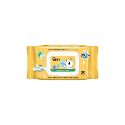 BABY MOBY ทิชชู่เปียก สำหรับเด็กแรกเกิด 30 แผ่น สูตรน้ำ 99.9%