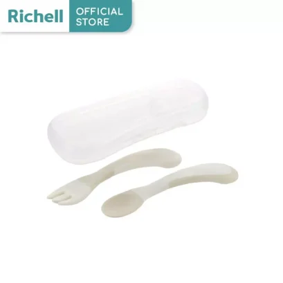 RICHELL T.L.I. ชุดฝึกจับช้อน-ส้อมซิลิโคน Palm Grip Spoon&Fork (7m+)