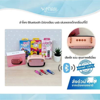 เครื่องเล่นบลูทูธลำโพง รองรับ USB, TF Card, FM Radio พร้อม Bluetooth 5.0