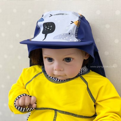 HOLIHI หมวกว่ายน้ำเด็กกันยูวี แบบมีปีก รุ่น เกาะหลา