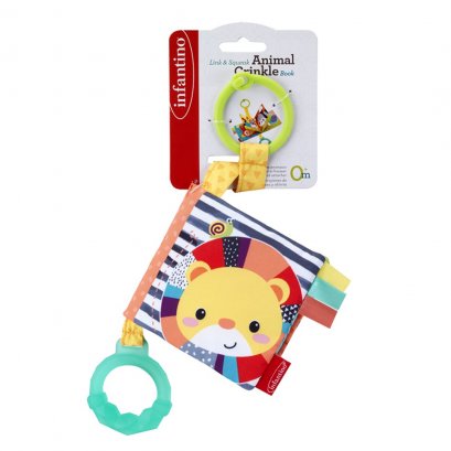 INFANTINO หนังสือผ้าเสริมทักษะ Link &amp; Squeak Animal Crinkle Book (0m+)