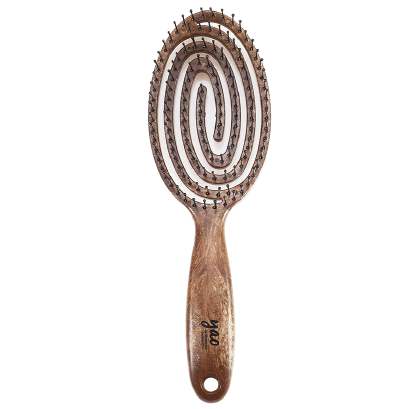 Yao หวีไนลอนสางผมพันกัน รุ่นวงรี สำหรับผมยาวปานกลาง สีไม้ธรรมชาติ