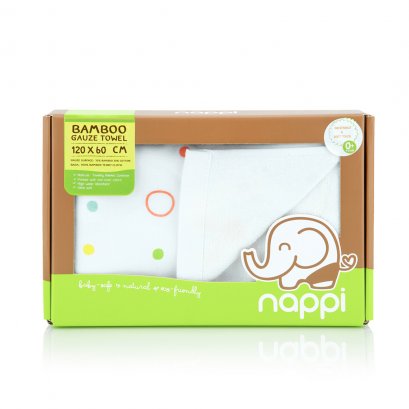 NAPPI ผ้าเช็ดตัวสาลูใยไผ่ ลายจุด (0m+)