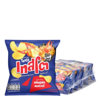 เทสโต มันฝรั่งแผ่นหยัก รสปูผัดผงกะหรี่ 11 ก. x 12