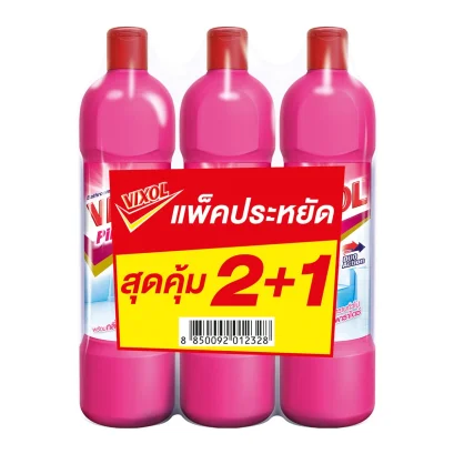 วิกซอล ผลิตภัณฑ์ทำความสะอาดห้องน้ำ สีชมพู 900 มล. แพ็ค 2+1