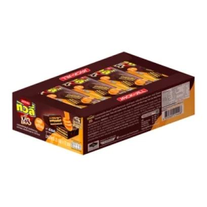 ทิวลี่ บิ๊กแบง เวเฟอร์สอดไส้เกล็ดคุกกี้ ซอลท์เท็ดคาราเมล และข้าวพอง เคลือบช็อกโกแลต 25 ก. บรรจุ 12 ซอง