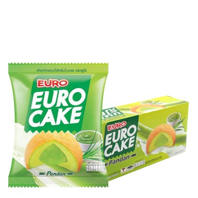 ยูโร่ พัฟเค้ก สอดไส้ครีมรสใบเตย 17 ก. x 12
