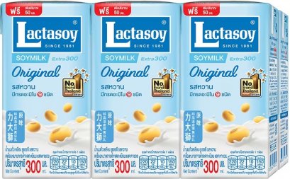 แลคตาซอย นมถั่วเหลืองยูเอชที รสหวานออริจินัล 300 มล. แพ็ค 6