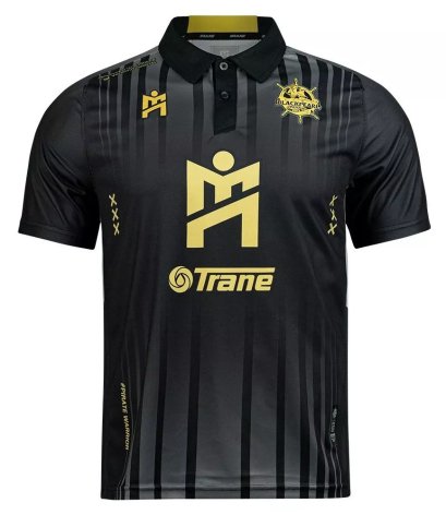 2024 - 25 Black Pearl United Authentic Thailand Futsal League Jersey Shirt Home Black Gold - Player Edition