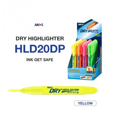ปากกาเน้นข้อความ Amos Dry Highlighter (สีเหลือง)