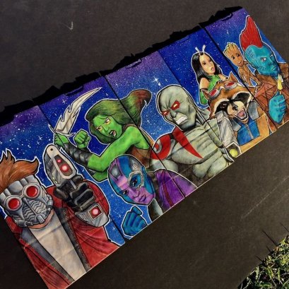 ศิลปะบนถุงกระดาษใส่อาหาร โดยฝีมือคุณพ่อสุดเเนว