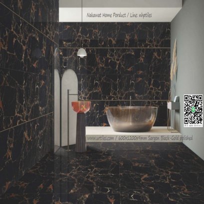 60X120 ซาก้อน ดำ-ทอง ผิวเงา