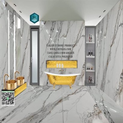  ขนาดใหญ่ 750X1500X12MM GOLDEN CALACATAA POLISHED