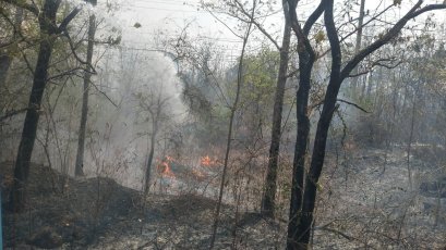 ดับไฟ...ไฟไหม้บริเวณทางหลวงสาย323 ม.5 ต.สิงห์