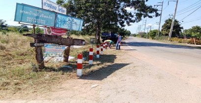 ติดตั้งเสาหลักกันทางโค้ง