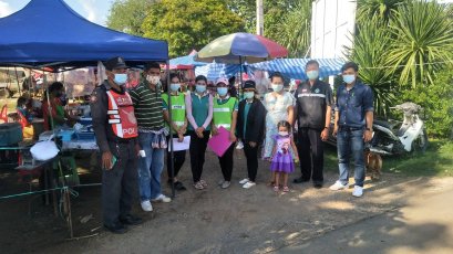 ตรวจประเมินร้านค้าตลาดนัดตามมาตราการ การป้องกันควบคุม ประชาสัมพันธ์การแพร่ระบาดโรคโควิด 19