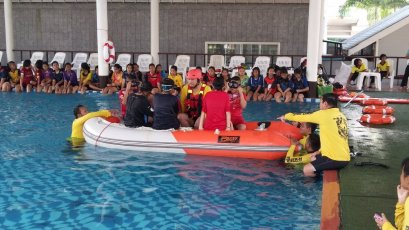 โครงการซ้อมแผนการป้องกันและบรรเทาสาธารณภัย  ประจำปี 2563  (กิจกรรมป้องกันการจมน้ำและการกู้ชีพ)