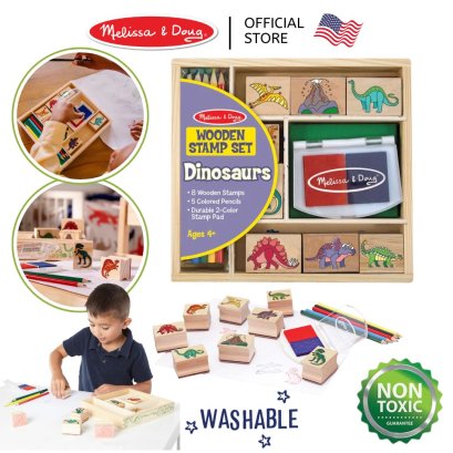 Melissa &amp; Doug Stamp Set  Dinosaurs รุ่น 1633 ชุดแสตมป์ ไดโนเสาร์ พร้อมหมึก non-toxic