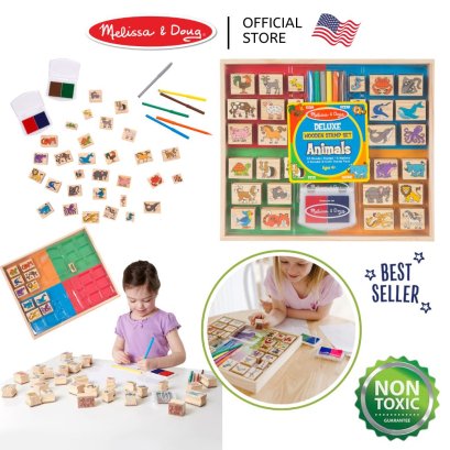 Melissa &amp; Doug Deluxe Stamp Set Animals รุ่น 2394 ชุดแสตมป์พร้อมหมึก non-toxic ล้างออกได้ รุ่นสัตว์