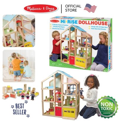Melissa &amp; Doug High-Rise Dollhouse รุ่น 2462 บ้านตุ๊กตา มี 6 ห้อง ลิฟท์ จอดรถ (ขนาด 76 x 60 x 33 cm)