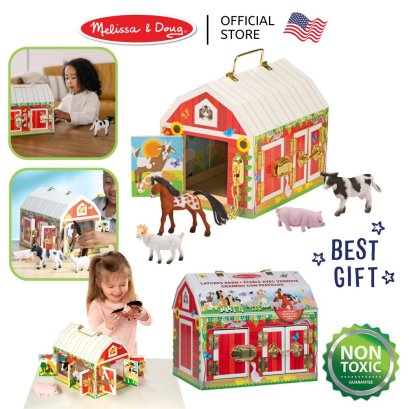 Melissa &amp; Doug Latches Barn Unique! รุ่น 2564 ชุดเล่นฟาร์มเปิดกลอน 5 แบบ ทักษะจำเป็น มีหูหิ้วพกพาสะดวก Unique!