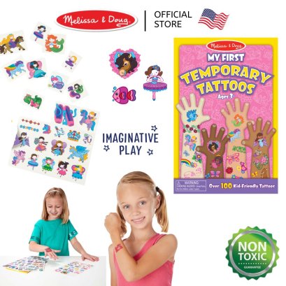 Melissa &amp; Doug Temporary Kids Tattoo Sticker รุ่น 2946 แทททูลายเด็กผู้หญิงเล่มสีชมพู ปลอดภัย 100% Non Toxic