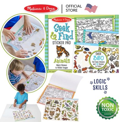 Melissa &amp; Doug Seek &amp; Find Sticker Pad-Animal Pad 175 Pcs รุ่น 30152 สมุดสติกเกอร์ จับคู่ เกมซ่อนหาภาพ รุ่นสัตว์