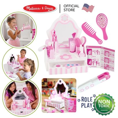 Melissa &amp; Doug Beauty Salon Play Set รุ่น 3026 โต๊ะเครื่องแป้งเด็ก ของเล่น แต่งหน้าเด็ก ไม่มีเครื่องสำอางค์จริงในชุด