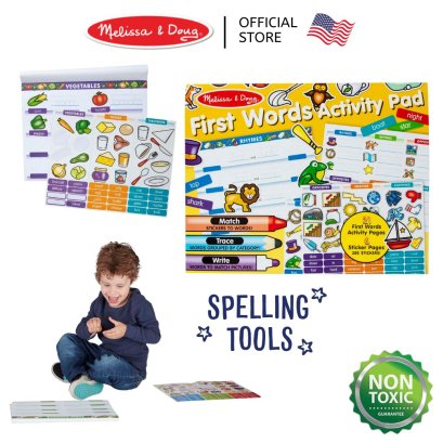 Melissa &amp; Doug รุ่น 30530 First Words Activity Pad ชุดสมุดระบายสีและติดสติ๊กเกอร์ เรียนรู้ตัวอักษรและคำศัพท์ เสริมสร้างพัฒนาการได้เป็นอย่างดี