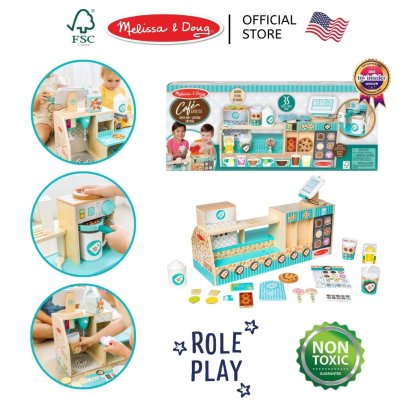 Melissa &amp; Doug Deluxe Cafe Barista รุ่น 30602 ชุดเคาน์เตอร์กาแฟ เล่นเปิดร้านกาแฟ เล่น 2 ด้าน 62cmx25cmx23 cm ได้เป็นแม่ค้า&amp;ลูกค้า