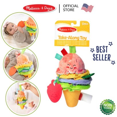 Melissa & Doug Ice Cream Take-Along Toy รุ่น 30750 รุ่นไอศรีมยิ้ม ใหญ่ นิ่ม หลากพื้นผิว เขย่ามีเสียง