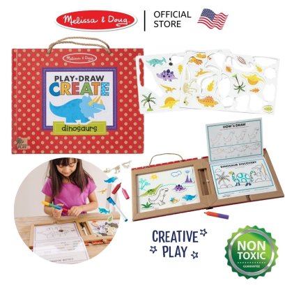 Melissa &amp; Doug Play, Draw, Create Reusable Drawing &amp; Magnet Kit  Dinosaurs รุ่น 31321 ชุดครีเอทและวาดเขียนรียูส รุ่นไดโนเสาร์