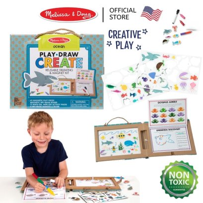 Melissa &amp; Doug Play, Draw, Create Reusable Drawing &amp; Magnet Kit Ocean รุ่น 31324 ชุดครีเอทและวาดเขียนรียูส รุ่นทะเล
