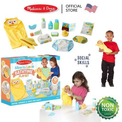 Melissa &amp; Doug Baby Care Changing &amp; Bathtime Play Set รุ่น 31703 ชุดตกแต่งตุ๊กตาเด็ก อาบน้ำ อุปกรณ์ครบ