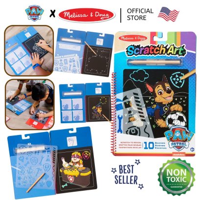 Melissa &amp; Doug X PAW Patrol Scratch Art Pad Chase รุ่น 33259 กระดาษขูดสีรุ้ง 10 แผ่น  ตีม Chase
