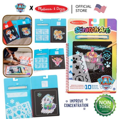 Melissa &amp; Doug X PAW Patrol Scratch Art Pad Skye รุ่น 33260 กระดาษขูดสีรุ้ง 10 แผ่น ตีม Skye